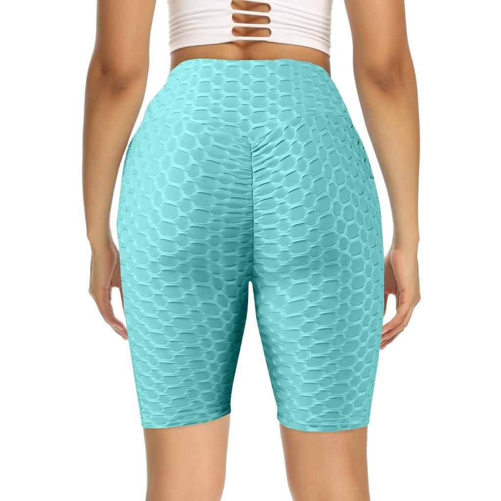 Sexy Caprihosen für Damen, Yoga, Fitness, Pfirsiche, Gesäß, Bubble-Sport-Leggings mit Taschen