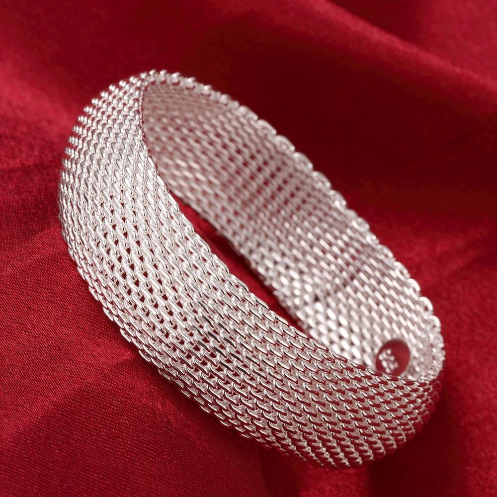 Wholesale Fine 925 Sterling Silver Bangles Bracelet Charms Heart Open for Women Lady Jewelry Adjustment Cuff Wedding Gift