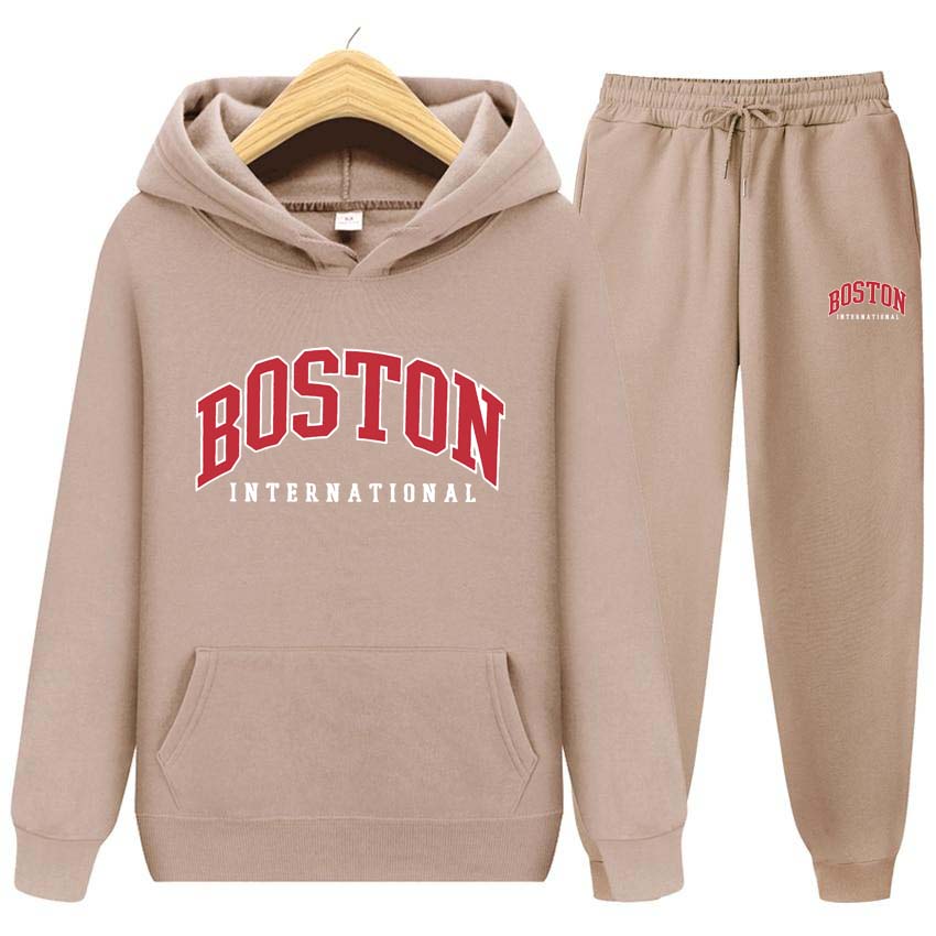 Mikiny + Kalhoty Dvoudílná sada Boston Potisk Pánské Dámské Mikiny Teplákové soupravy Jogger Kalhoty tlusté Teplé oblečení Muži