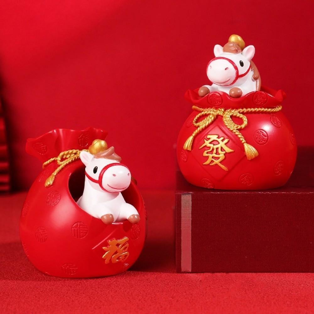 Fortune Zodiac Horse Figurines Lucky Bag Horse Figures Ornament Table Desk