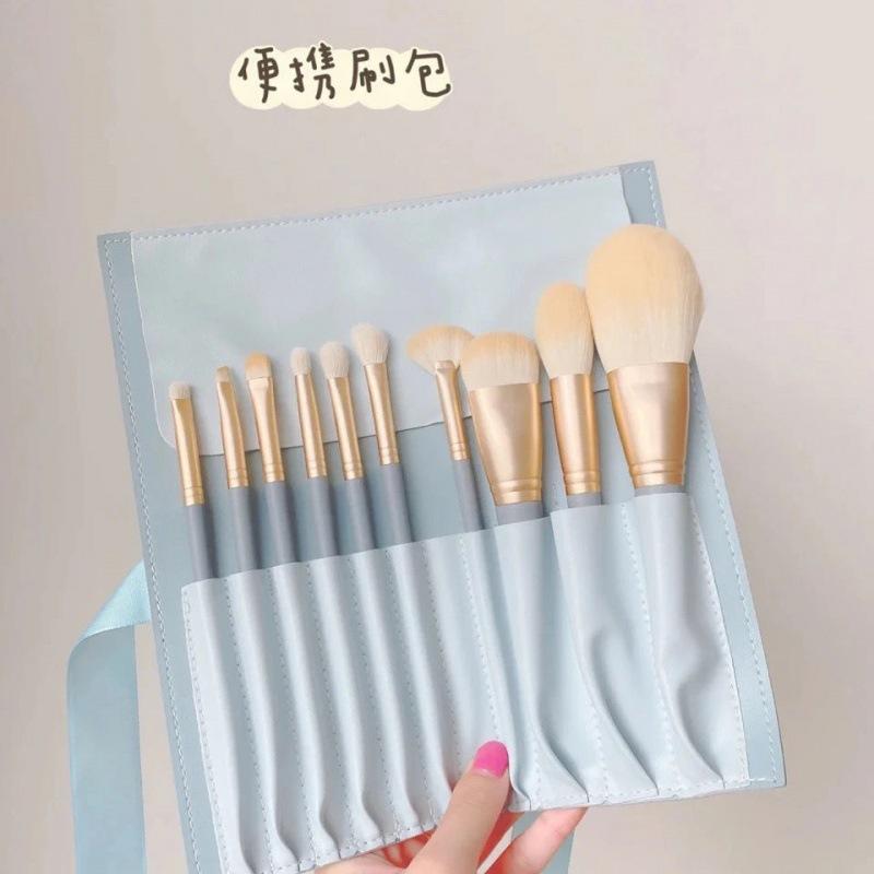 10-Piece Blue Bridge Makeup Brush Set Ultra Soft Brushes for Beginners Foundation Powder Eyeshadow Brushes Complete Set