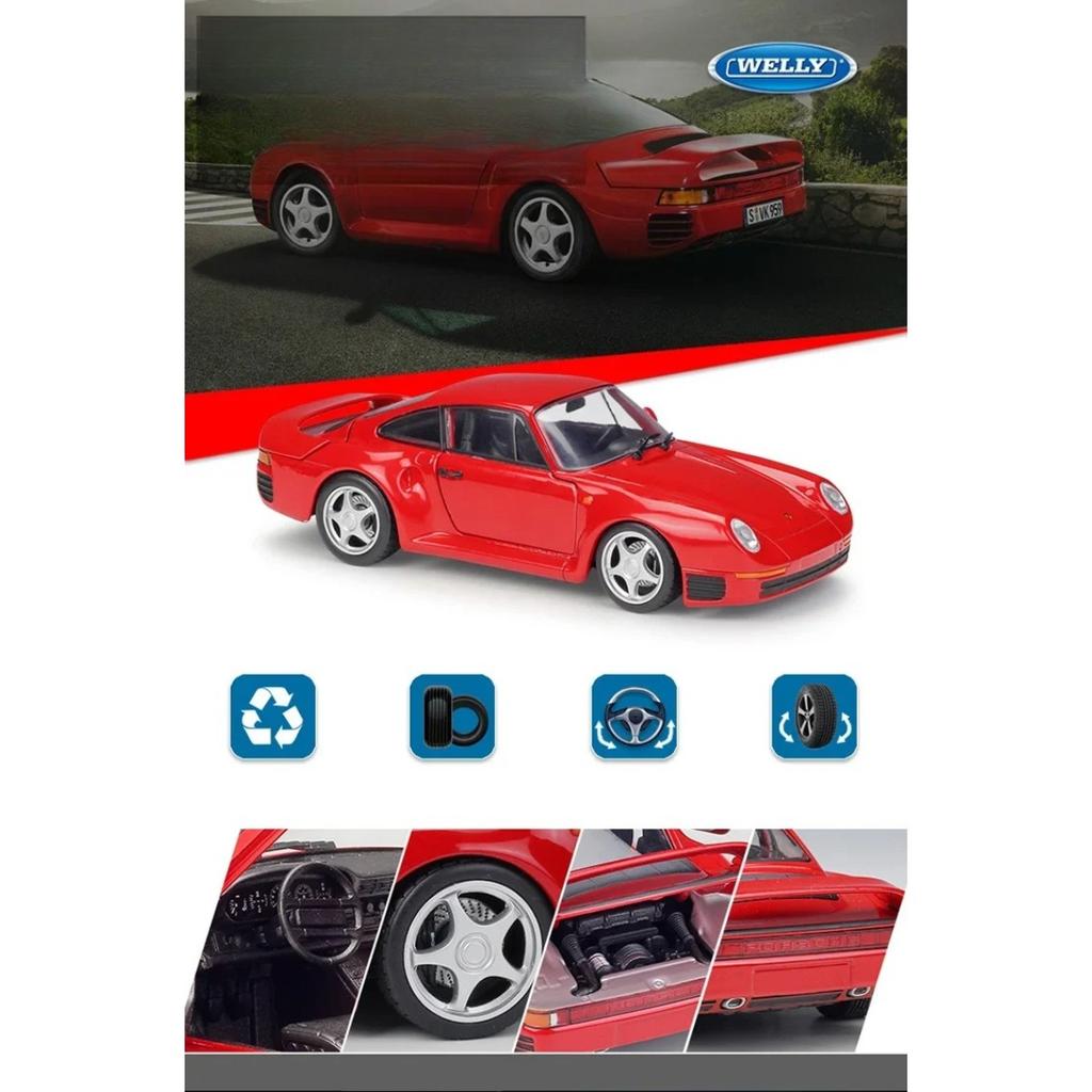 WELLY 1/24 for Porsche 959 Alloy Sports Car Model Diecast Metal Toy Vehicles Car Model High Simulation Collection Toy Gift