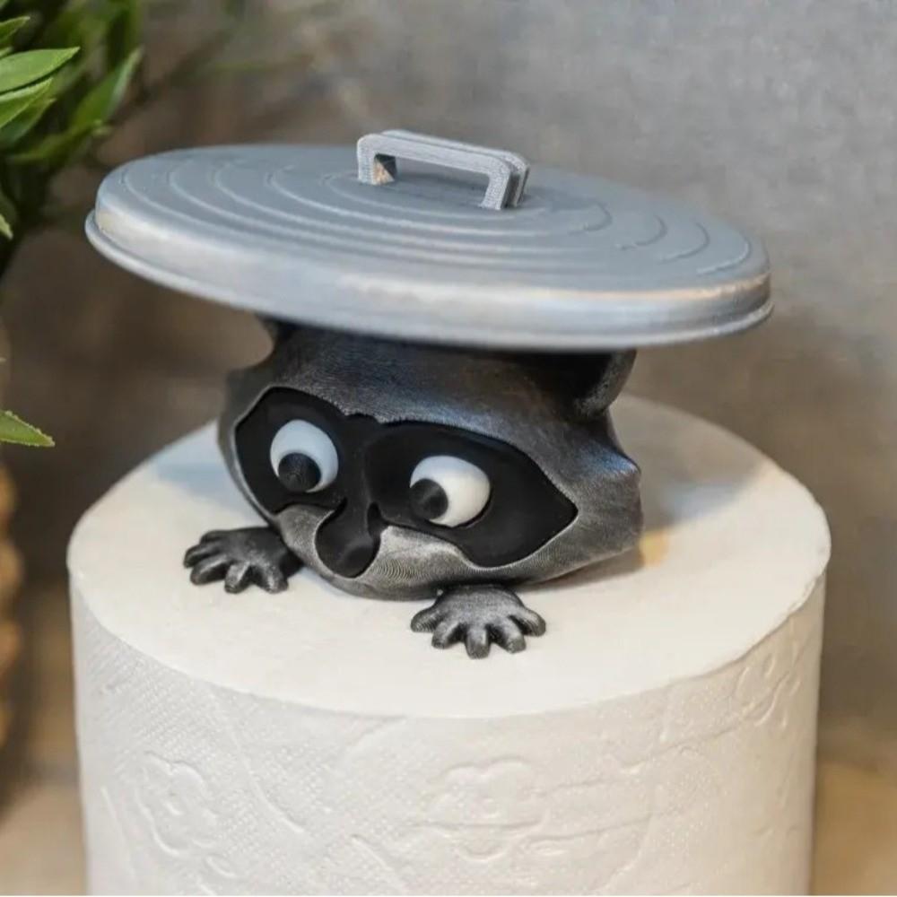 Cute Raccoon Paper Towel Holder Nifty Creative Ornaments Toilet Roll Holder 3D Printing Toilet Paper Holder for Bathroom