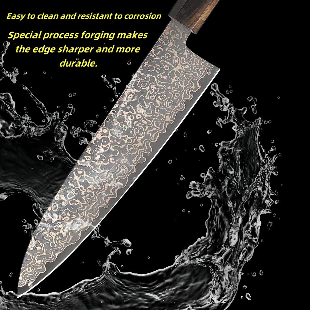 Nuovo Set Rame Tricolore 67 Piani Acciaio di Damasco Coltello da Cucina Coltello da Chef Coltello Santoku Strumento da Cucina Forte e Affilato