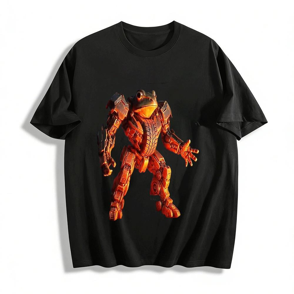 Mecha Frog Cool Print Trendy Casual Short Sleeve T-Shirt Pure cotton T-shirt XXS