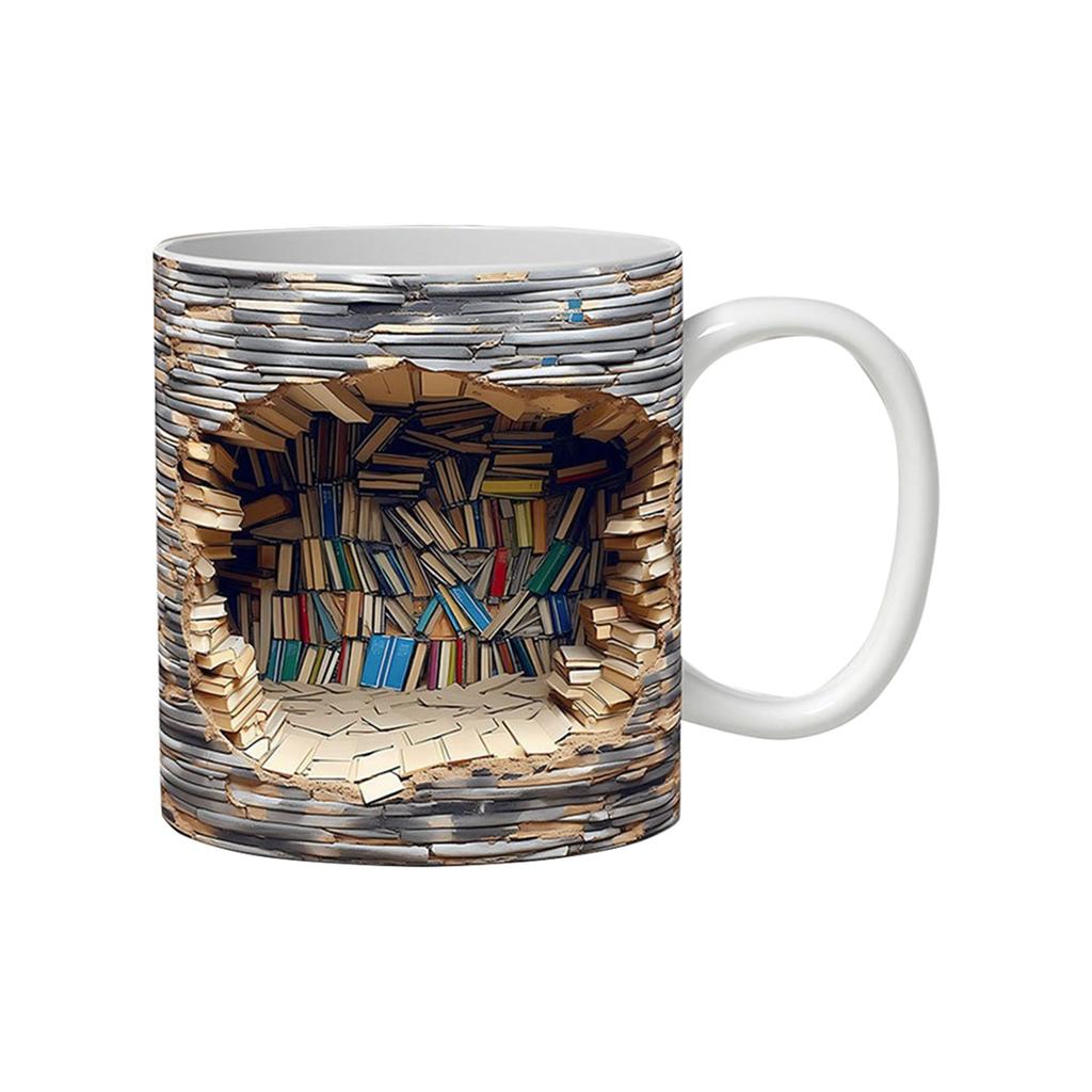 New Ceramic 3D Bookshelf Mug Mug Creative Space Design Multi-Use