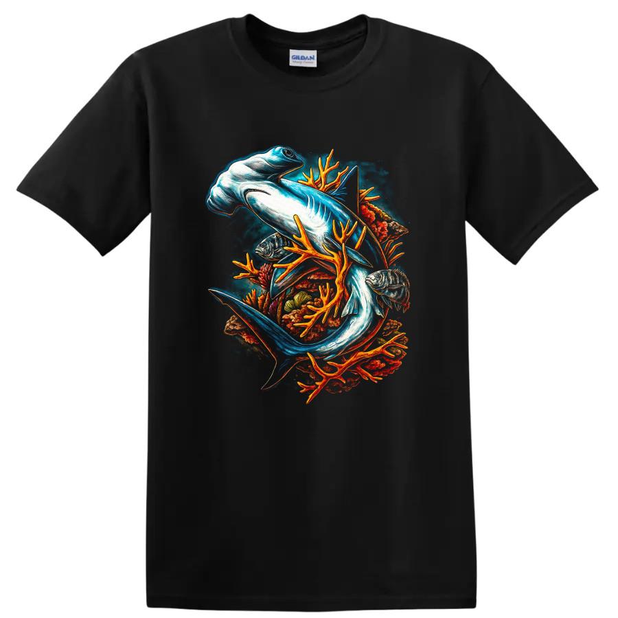Fish Ocean Coral T Shirt Marine Life Design W/ Colorful Fish Tee