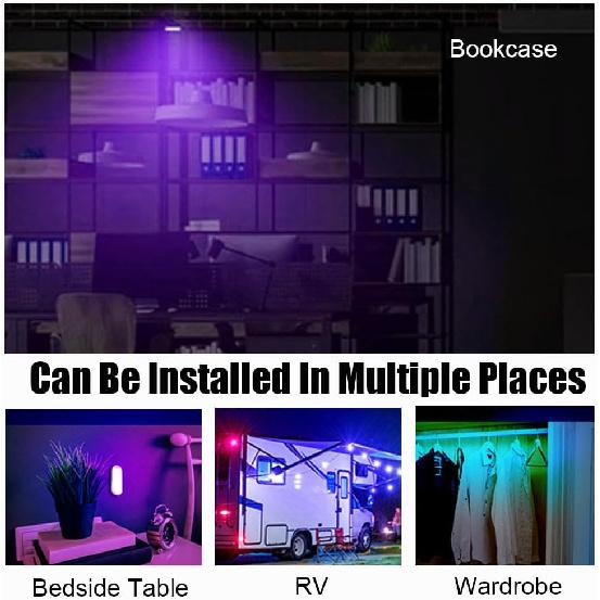 4PCS Wireless Car Interior LED Lights 7Colors USB Rechargeable Car LED Touch Light with 6 Super Bright LED Lamp Beads Car Interior Ambient Light