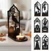 Spooky Home Decor Halloween Candle Holder, Gothic Hollow Silhouette Holder for Tea Lights, Dark Festive Atmosphere Lighting Style Pumpkin Ghost