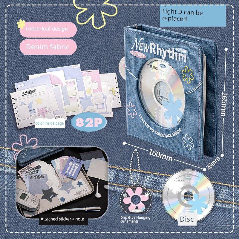 

Oopsday Denim M5 Hand Account Loose Spiral Notebook Notebook Book Good-looking DIY Notebook Pain Book Portable Pockets Notebook CD hand Ledger-light denim