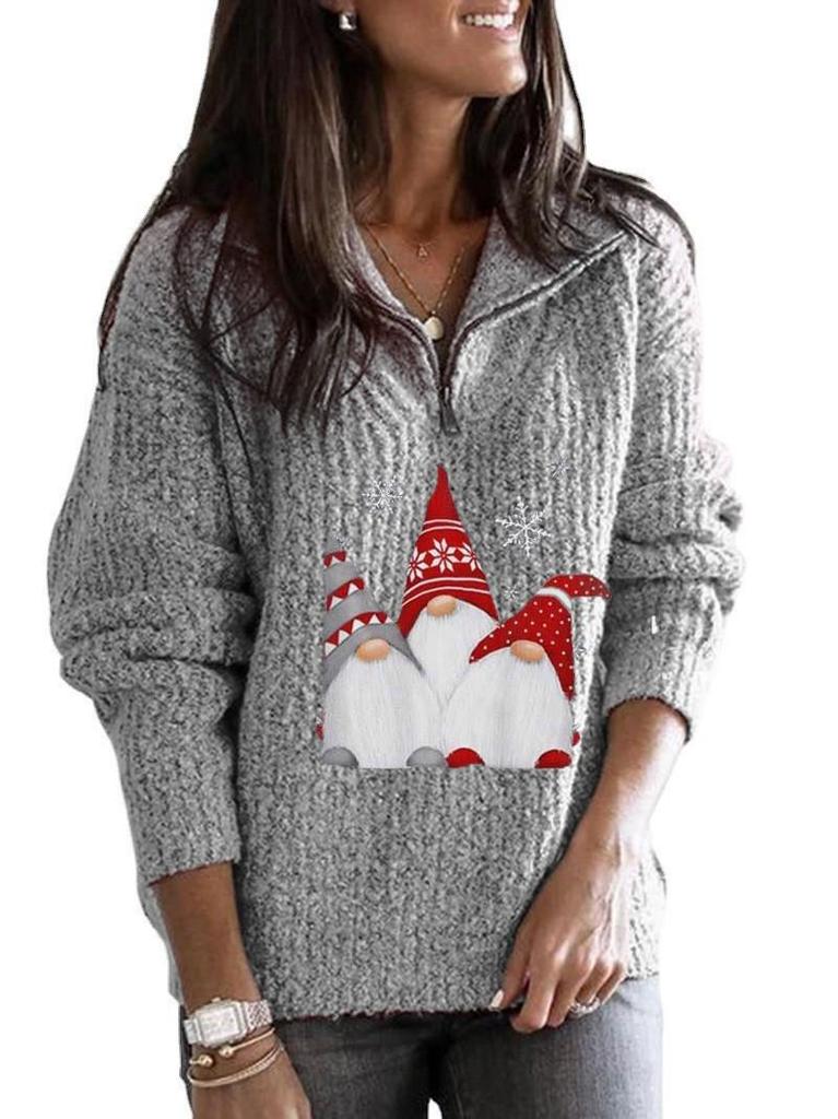 2023 European Women's Long Sleeve Santa Claus Knit Sweater - Autumn Winter Collection