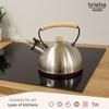 Bouilloire à Induction Théière Sifflet 2,3L Acier Inox. Retro, Poignée en Bois Briebe Wooden Inox
