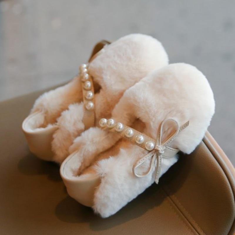 Girls' Plush Warm Fur Shoes Fashionable and Stylish Princess Shoes Korean Style All-match Moccasins