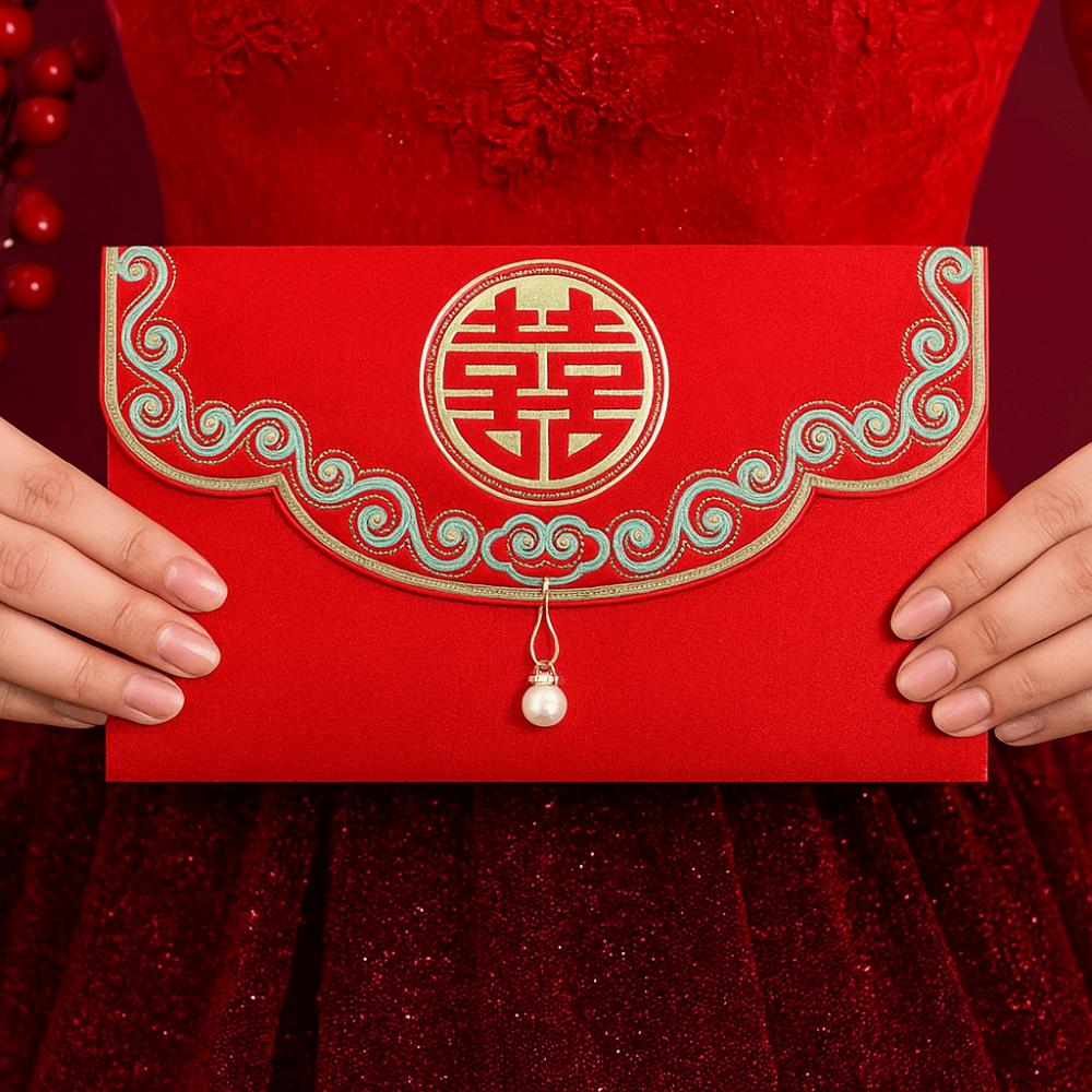 Chinese Style Wedding Red Envelope Dragon Phoenix Design Hongbao Wedding Changing Fee Bag Bronzing Traditional Money Red Pocket