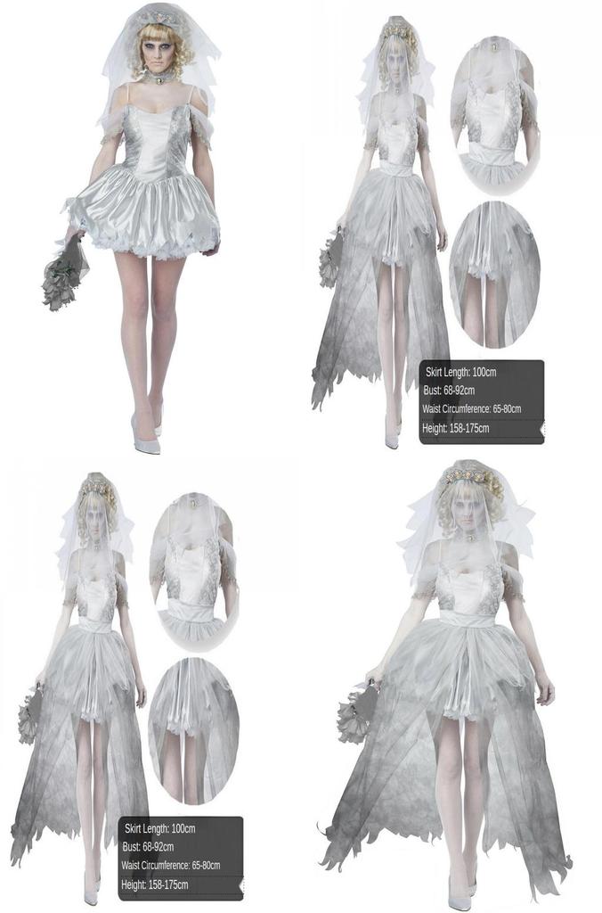 Halloween Ghost Bride Dress Costume For Women Role Play Party Cosplay