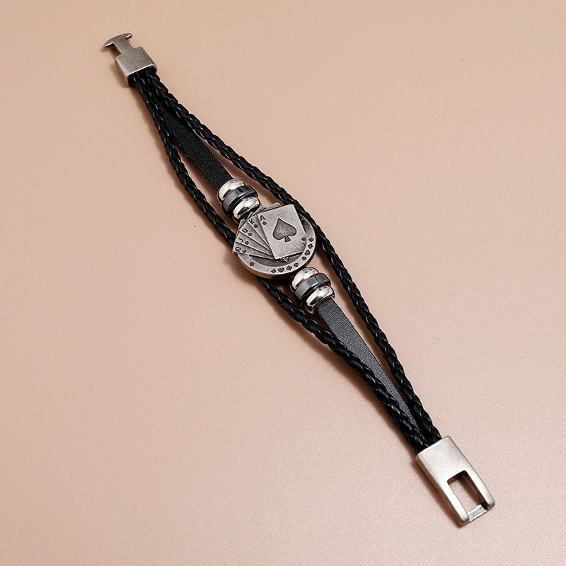 Ethnischer Stil Pokerarmband Punk Neues Lederarmband Pokerspiel Rindsleder Schmuck