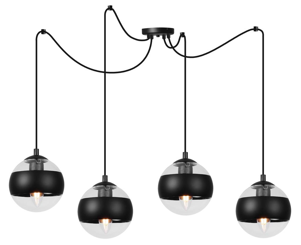 Toledo Spider Hanging Lamp Black 4-Flat Black Lampshade E14