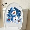 Snowman Decorative Stickers Christmas Toilet Stickers 3D Bathroom Wall Decals Creative Party Decor Waterproof PVC Window Seat Holiday Decals
