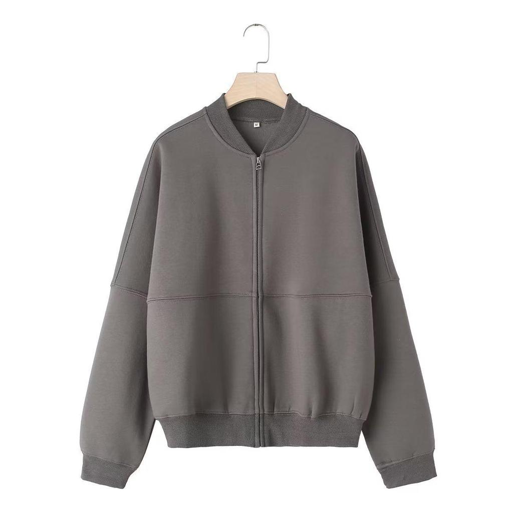European & American Women's Style Zipper Pilot Jacket Hoodie Set