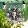 Large 3D Metal Skull Wind Chime – Artistic Kinetic Garden Decor with Swirl Design, Reflective Outdoor Ornament for Patioeco