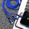 3-in-1 Datenkabel Kupferkern Nylon Geflochten Anti-Dehnungs Mehrfachanschluss 2a Schnellladung Handy Ladekabel