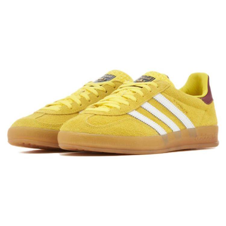 adidas  Gazelle Indoor Bright Yellow Burgundy Women Sneakers Cloud-White Collegiate-Burgundy IE7003