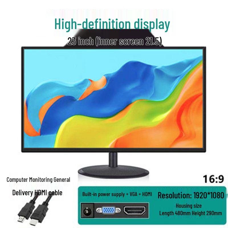 24/22/27-Inch HD Desktop Monitor with HDMI & VGA for Home & Office