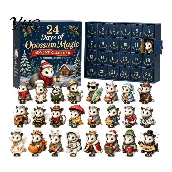 24 Days Surprising Box of Highland Cow Magic Advent Calendar, Unique Mini Decorative Cattle Figures Figures, Farmhouse Holiday Decor, Christmas