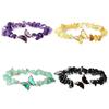 Festive Gifts Natural Chip Stone Beaded Bracelet Set With Butterfly Charms Delicate Fashion Jewelry For Women Daily Wear Simple Versatile Accessory