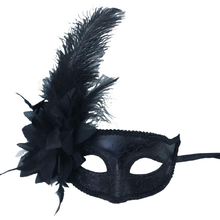 Flower Decoration Masquerade Mask Feathered Mask Halloween Mask Cosplay Party Eye Mask for Women Masquerade Halloween