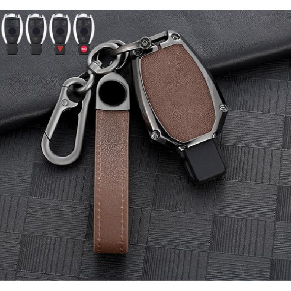 Zinc Alloy Leather Car Key Fob Case Cover For Mercedes Benz B C S E Class GLC
