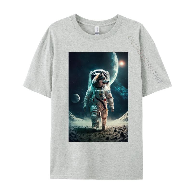 Astronaut Dog Spacesuit In Space Tshirts Pure Cotton Man Tops Shirt Tops Shirt Designer T Shirt Unique
