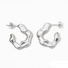 ZAKOL Irregular Wave C Shape Hoop Earrings Gold Color Stainless Steel Earring Birthday Anniversary Zircon Gift for Women