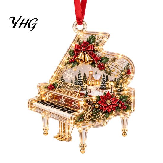Gift for Music Lovers 2D Christmas Melody Hanging Ornament, Musical Theme Tree Decor, Festive Decoration Piano Treble Clef Violin Bell Note