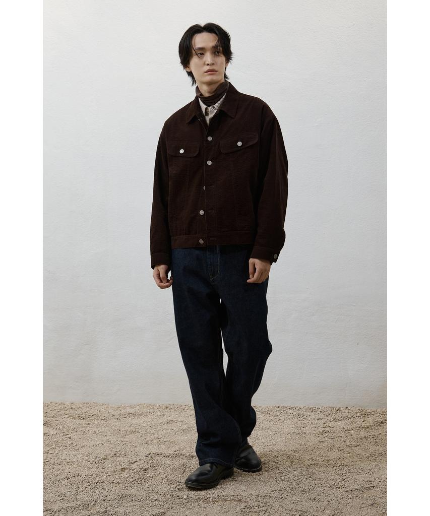 Youth Corduroy Textured Jacket - Brown