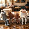 3D Printed Articulated Coffee Cup Figure, Movable Joint Desk Statue, Cute Coffee Bean Ornament, Creative Office Home Decor, Fun Birthday Gift