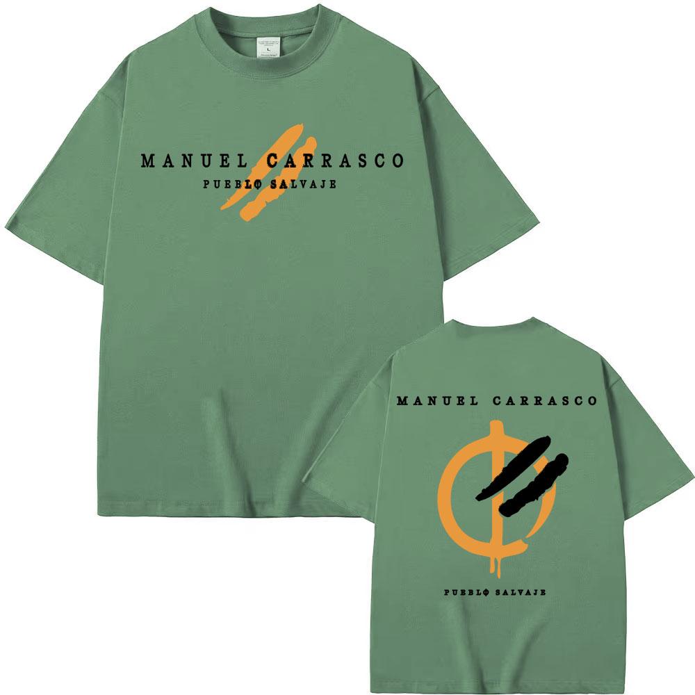 Rapper Manuel Carrasco Pueblo Salvaje Printed T Shirt Men's Clothing Fashion Hip Hop Street T-shirts Cotton Casual Loose T-shirt