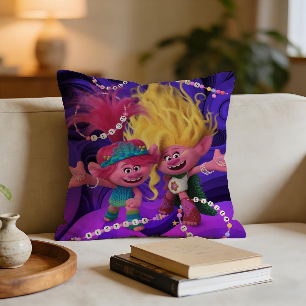 TTrollsS Cartoon Cushion Cover Short Plush Pillowcase for Bed Sofa Carwashable