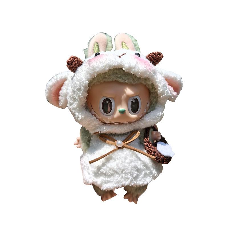 17Cm Babykleidung Lamm Set Handgemachtes Plüschgarn Vinyl Schlüsselanhänger Puppenkleidung Ersatzkleidung