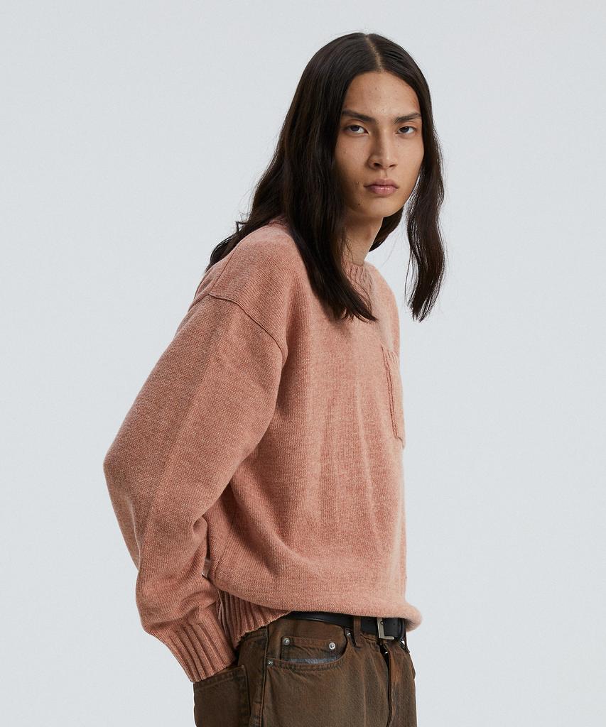 KNITTED Cashmere Wool Pocket Round Knit Dusty Pink