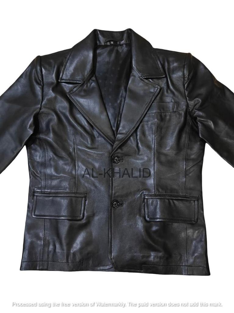 AL KHALID NY Herr Svart Läderblazer 100% Äkta Lammskinn Stilfull Slim Fit Kappa Blazer