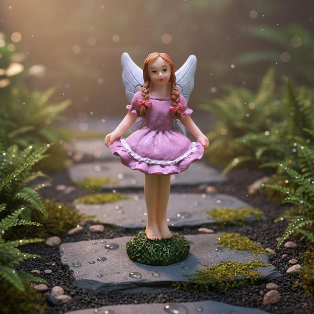 Fairy with a Lifting Skirt Figurine Fairytale Design Miniature Figure Micro Landscape for Potted
