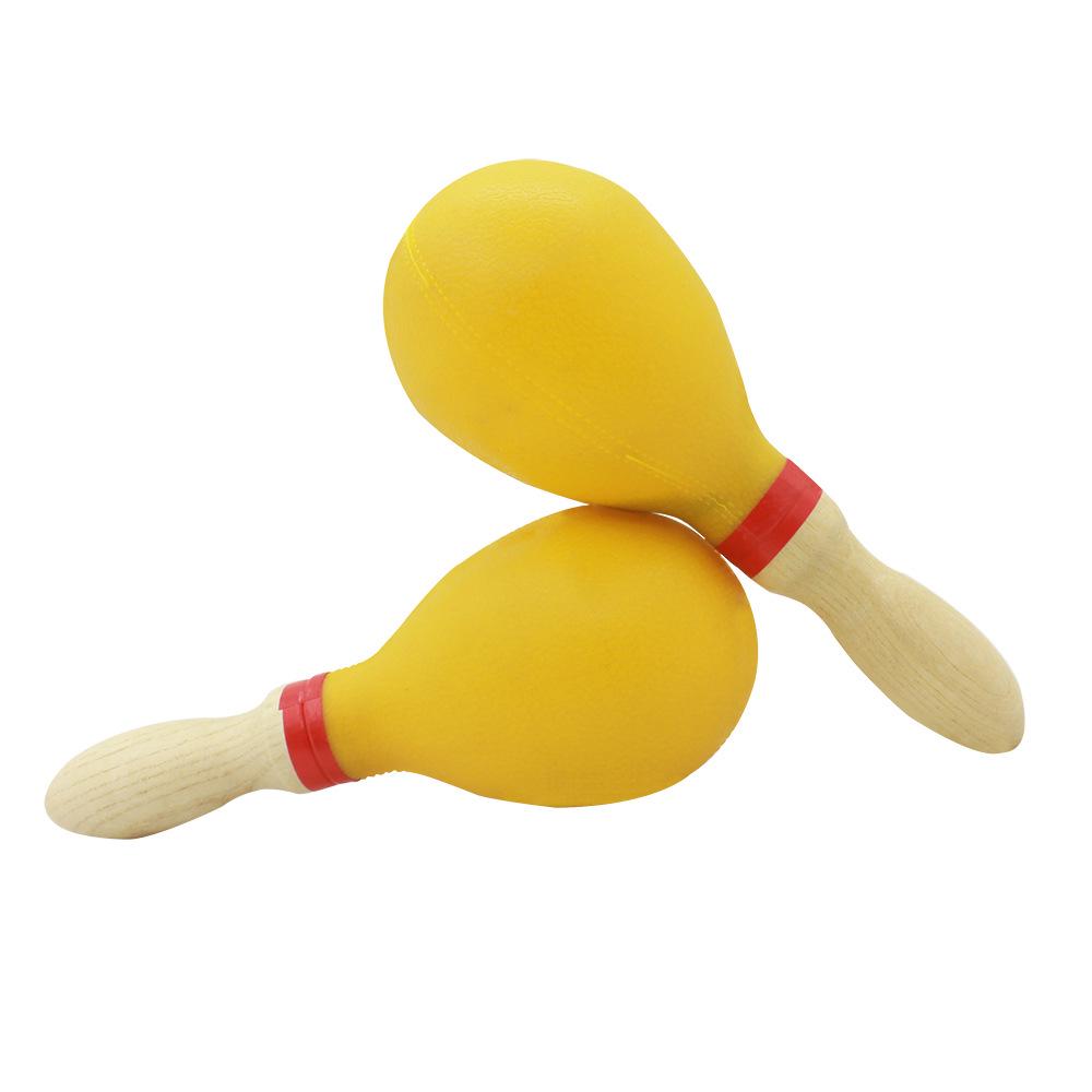 Orff Maraca 2-Piece Set: ABS Plastic Shaker with Wooden Handle, Children's Musical Instrument Toy.