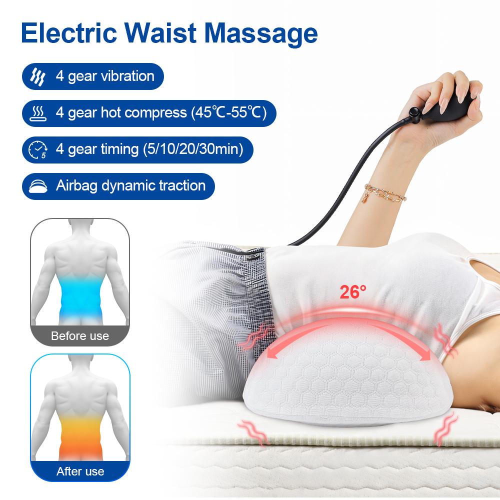 Airbag Waist Massage Pillow Waist Spine Support Massager Electric Lumbar Traction Support Cushion Back Vibration Massage Pillow