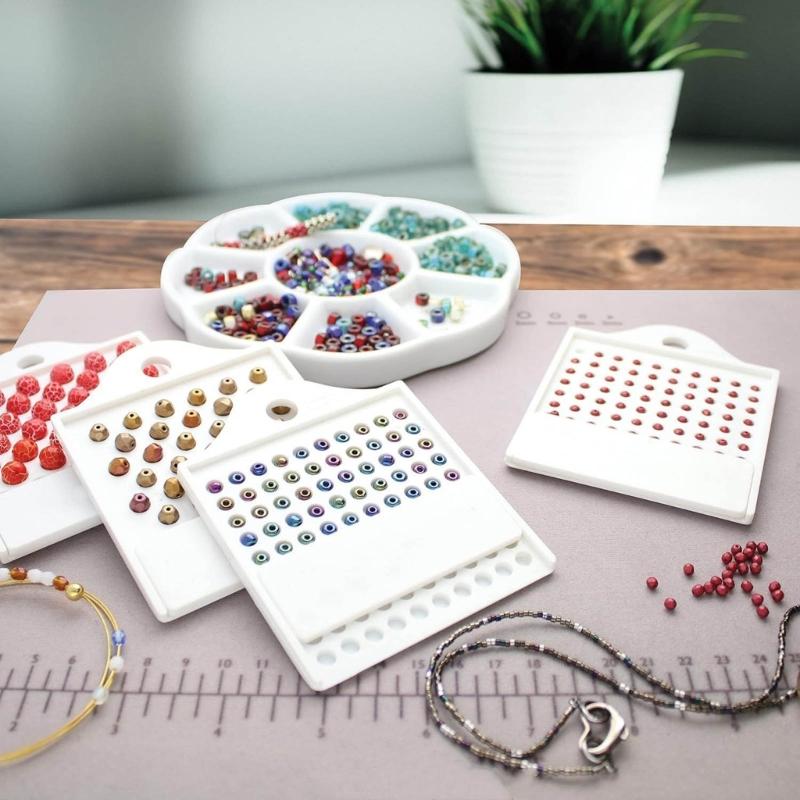 4Piece Silicone Bundle of Elegant Meditation Bead Plate Modern Black/White Plate for Gift Giving Bead Board Beading Tray