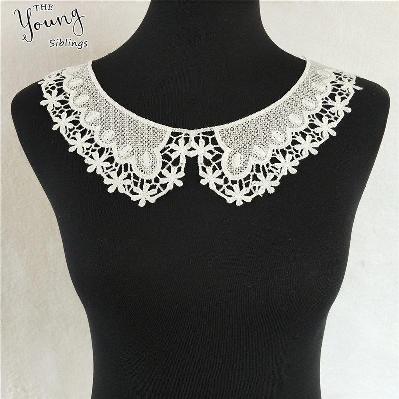 Fashion style White Lace Fabric Neckline Embroidery Applique Lace Collar DIY Trim Sewing Clothing Accessories Craft Supplies