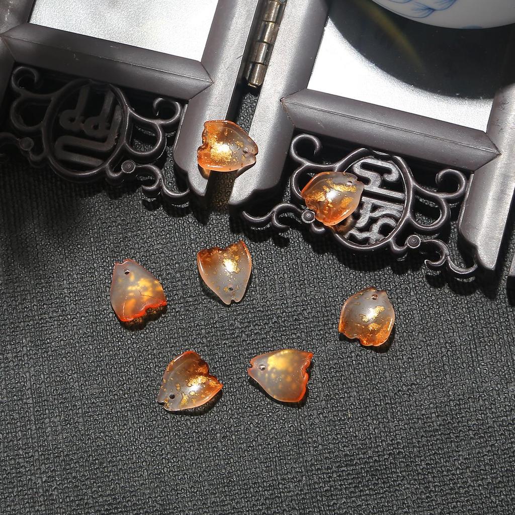 10Pcs 13x11mm Gradiente Cor Checa Contas de Vidro Pétalas de Flor de Hibisco Contas para Fazer Jóias Acessórios DIY