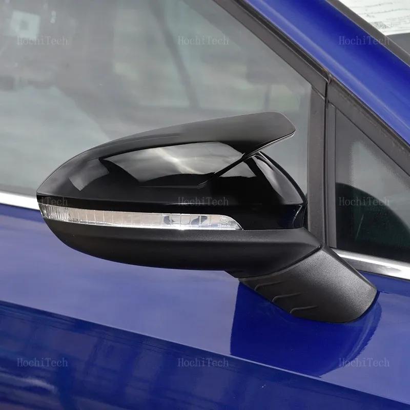 2x Horn Look Bright Black Rearview Side Mirror cover Caps for Volkswagen VW Golf 8 MK8 VIII 8R R GTI GTE GTD 20-25