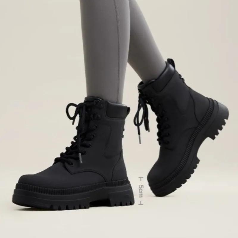 Fashion Female Shoes on Sale 2024 New Lace Up Women's Boots Winter Round Toe Warm Mixed Colors Short Barrel Low Heels Fashion Boots
