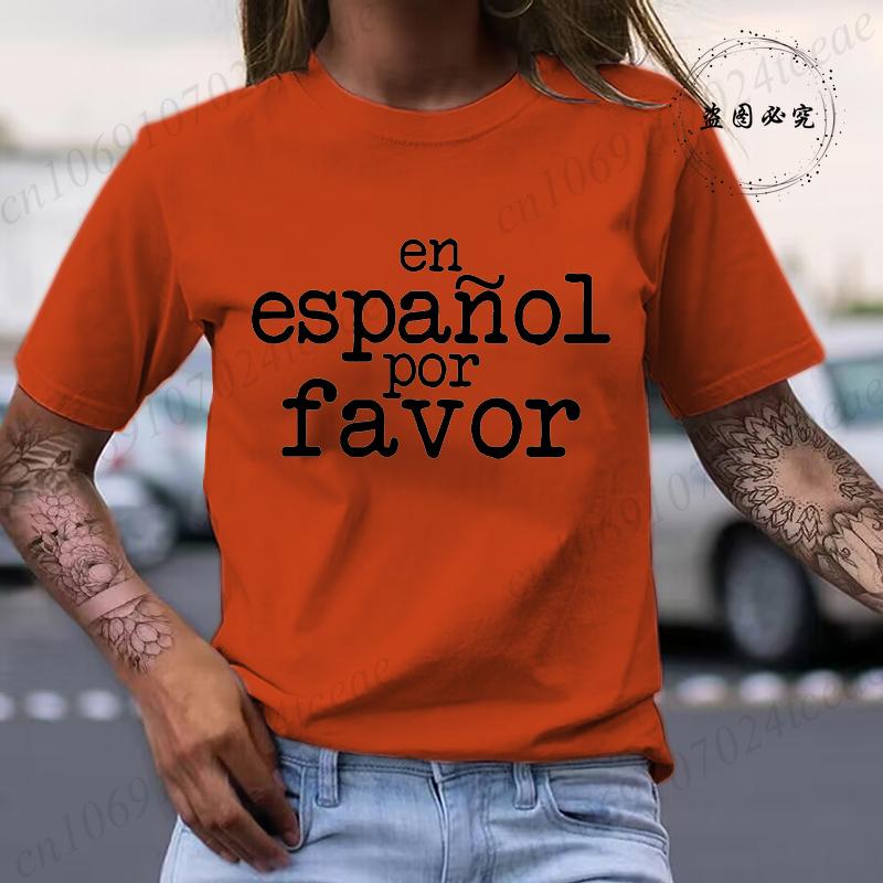 Unisexs Clothing En Espanol Por Favor Print Harajuku TShirt Top Short Sleeve Casual Summer Tee Shirt Spanish Teacher TShirts